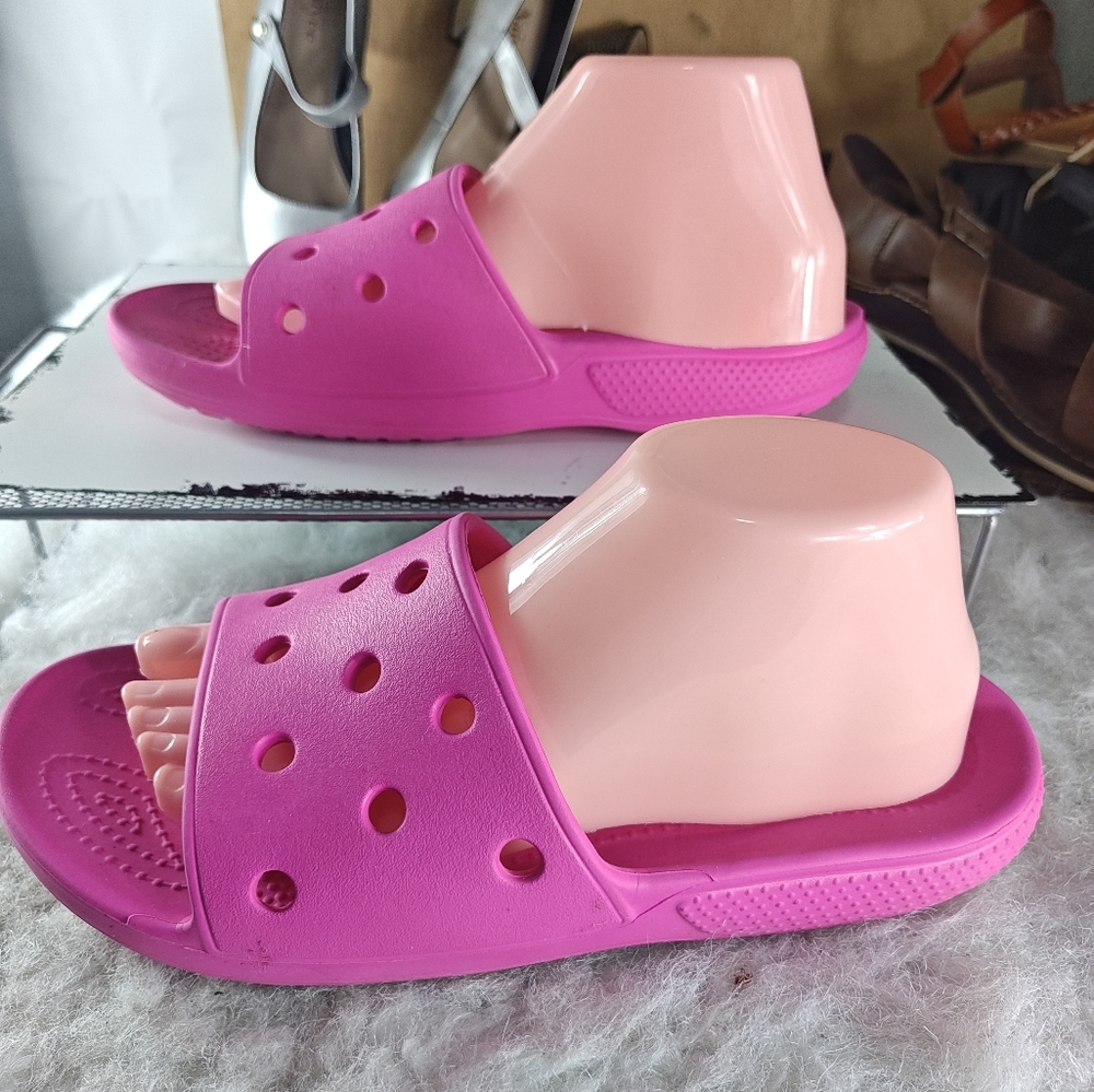 Crocs Classic Slides Men's Size 8 Women’s Size 10 Taffy Pink Unisex - Picture 7 of 11